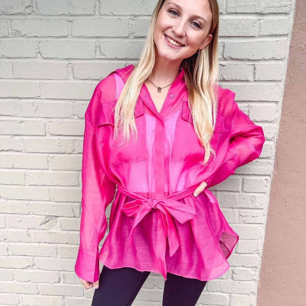 Hot Pink Sheer Overshirt
